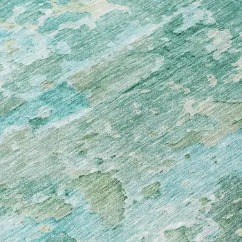 8' Emerald Round Abstract Washable Indoor Outdoor Area Rug