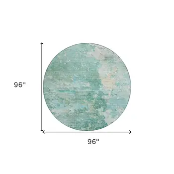 8' Emerald Round Abstract Washable Indoor Outdoor Area Rug