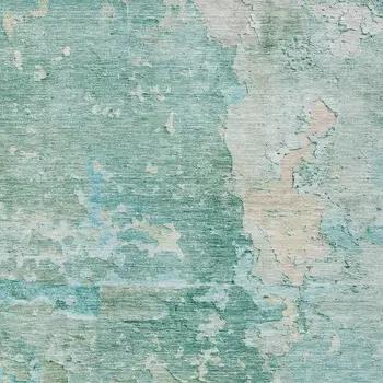 9' X 12' Emerald Abstract Washable Indoor Outdoor Area Rug