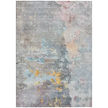 5' X 8' Granite Gray Abstract Washable Indoor Outdoor Area Rug