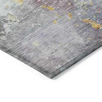 8' Granite Gray Round Abstract Washable Indoor Outdoor Area Rug