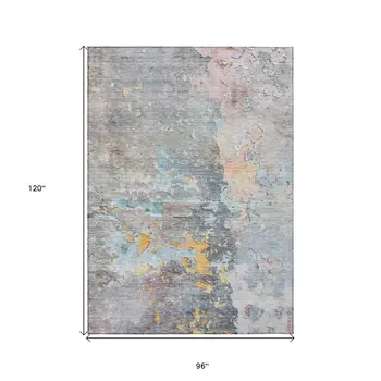 8' X 10' Granite Gray Abstract Washable Indoor Outdoor Area Rug