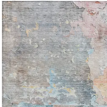 9' X 12' Granite Gray Abstract Washable Indoor Outdoor Area Rug