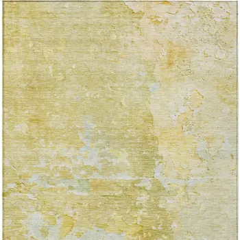 8' X 10' Gold Abstract Washable Indoor Outdoor Area Rug
