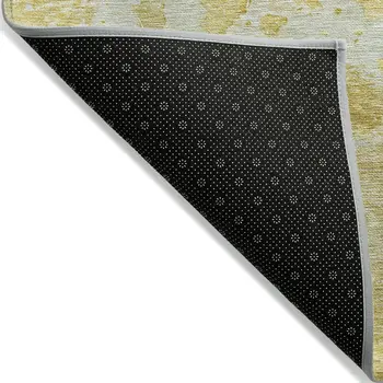 8' X 10' Gold Abstract Washable Indoor Outdoor Area Rug
