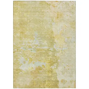 9' X 12' Gold Abstract Washable Indoor Outdoor Area Rug
