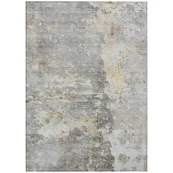 3' X 5' Gray Abstract Washable Indoor Outdoor Area Rug