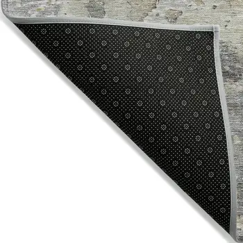 3' X 5' Gray Abstract Washable Indoor Outdoor Area Rug