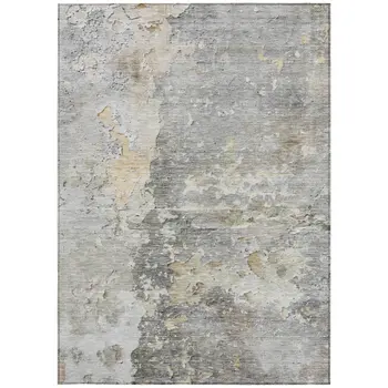 9' X 12' Gray Abstract Washable Indoor Outdoor Area Rug