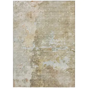 5' X 8' Khaki Abstract Washable Indoor Outdoor Area Rug