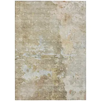 5' X 8' Khaki Abstract Washable Indoor Outdoor Area Rug