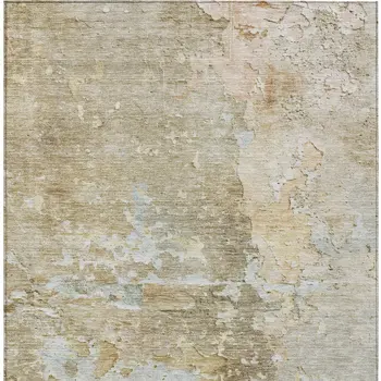 5' X 8' Khaki Abstract Washable Indoor Outdoor Area Rug