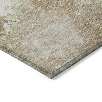 8' Khaki Round Abstract Washable Indoor Outdoor Area Rug