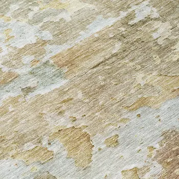 8' Khaki Round Abstract Washable Indoor Outdoor Area Rug