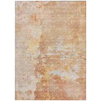 8' X 10' Salmon Abstract Washable Indoor Outdoor Area Rug