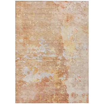 8' X 10' Salmon Abstract Washable Indoor Outdoor Area Rug
