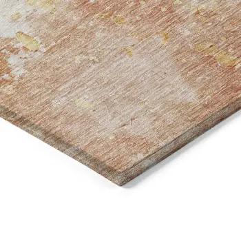 8' X 10' Salmon Abstract Washable Indoor Outdoor Area Rug
