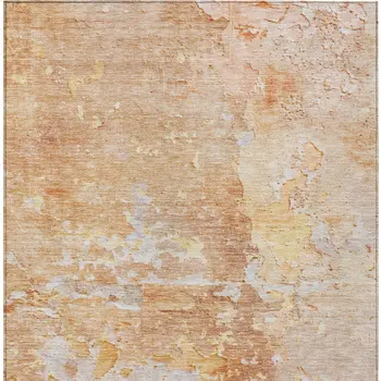 8' X 10' Salmon Abstract Washable Indoor Outdoor Area Rug