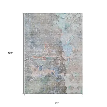 8' X 10' Taupe Abstract Washable Indoor Outdoor Area Rug