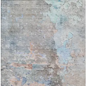 10' X 14' Taupe Abstract Washable Indoor Outdoor Area Rug
