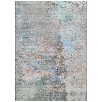 10' X 14' Taupe Abstract Washable Indoor Outdoor Area Rug