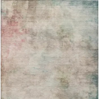 3' X 5' Taupe Abstract Washable Indoor Outdoor Area Rug
