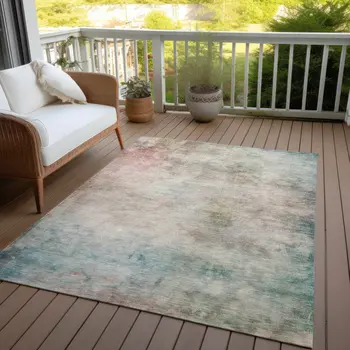5' X 8' Taupe Abstract Washable Indoor Outdoor Area Rug