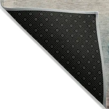 5' X 8' Taupe Abstract Washable Indoor Outdoor Area Rug
