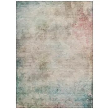 9' X 12' Taupe Abstract Washable Indoor Outdoor Area Rug