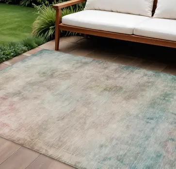 9' X 12' Taupe Abstract Washable Indoor Outdoor Area Rug