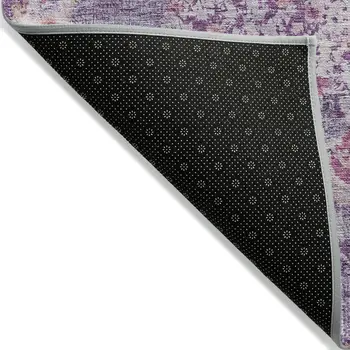 3' X 5' Purple Floral Medallion Washable Indoor Outdoor Area Rug