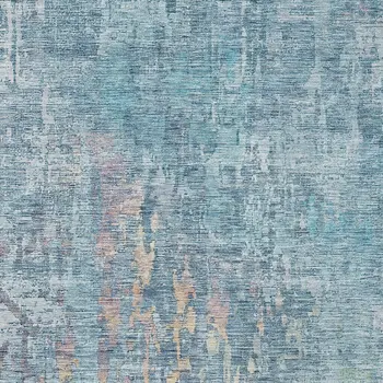 3' X 5' Blue Abstract Washable Indoor Outdoor Area Rug