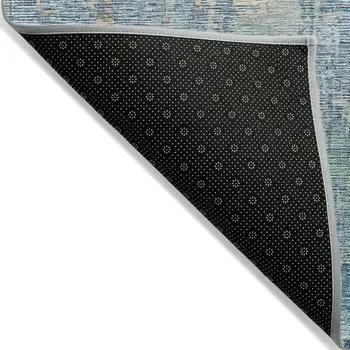 5' X 8' Blue Abstract Washable Indoor Outdoor Area Rug
