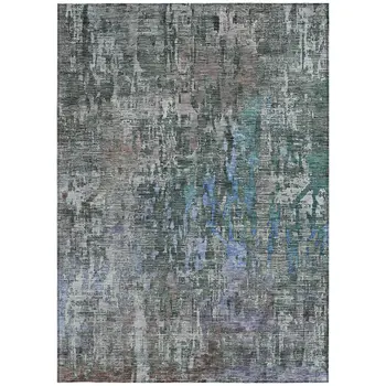 8' X 10' Fern Green Abstract Washable Indoor Outdoor Area Rug