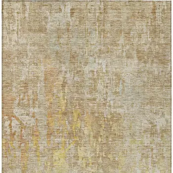8' X 10' Khaki Abstract Washable Indoor Outdoor Area Rug