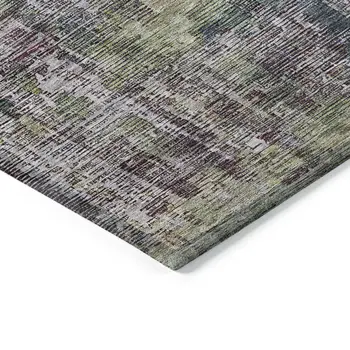 8' Pewter Round Abstract Washable Indoor Outdoor Area Rug