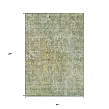 5' X 8' Sage Abstract Washable Indoor Outdoor Area Rug