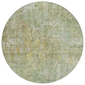8' Sage Round Abstract Washable Indoor Outdoor Area Rug
