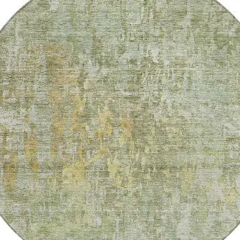 8' Sage Round Abstract Washable Indoor Outdoor Area Rug