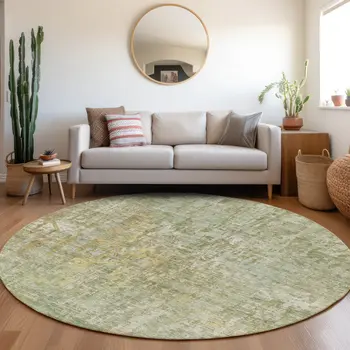 8' Sage Round Abstract Washable Indoor Outdoor Area Rug