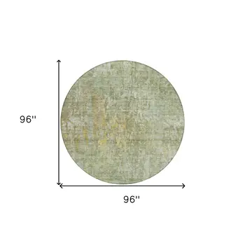 8' Sage Round Abstract Washable Indoor Outdoor Area Rug