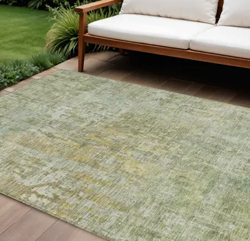 8' X 10' Sage Abstract Washable Indoor Outdoor Area Rug