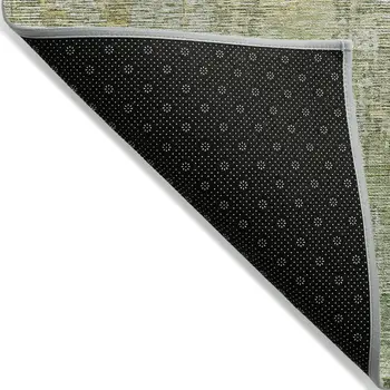 9' X 12' Sage Abstract Washable Indoor Outdoor Area Rug