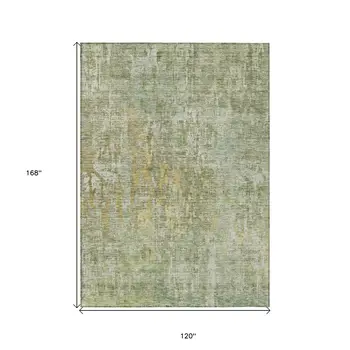10' X 14' Sage Abstract Washable Indoor Outdoor Area Rug