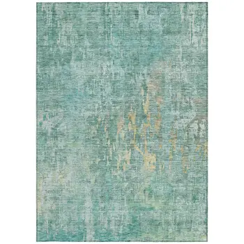 3' X 5' Teal Blue Abstract Washable Indoor Outdoor Area Rug