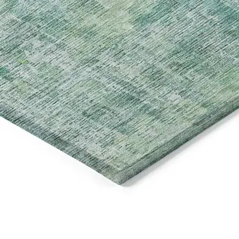 3' X 5' Teal Blue Abstract Washable Indoor Outdoor Area Rug
