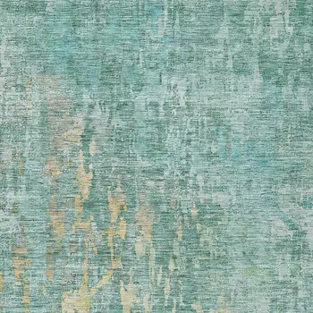 5' X 8' Teal Blue Abstract Washable Indoor Outdoor Area Rug