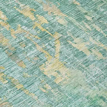 8' Teal Blue Round Abstract Washable Indoor Outdoor Area Rug