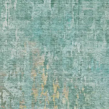8' X 10' Teal Blue Abstract Washable Indoor Outdoor Area Rug