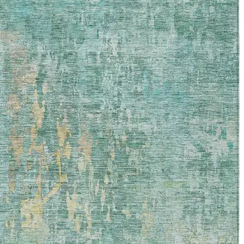 9' X 12' Teal Blue Abstract Washable Indoor Outdoor Area Rug